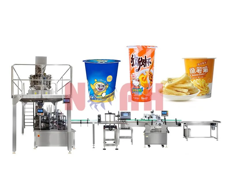 Automatische Produktionslinie f&uuml;r Snack-Granulatbecher-F&uuml;ll- und Verschlie&szlig;maschinen